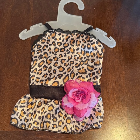 Other - Leopard Print Dog Accessory Dress with Pink Flower